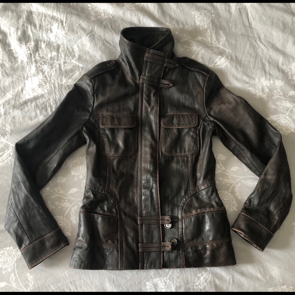 Danier Leather XXS (XS) Brown Leather Jacket